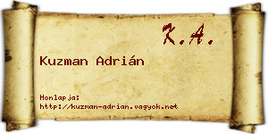 Kuzman Adrián névjegykártya